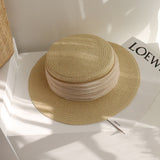 Straw Hat Raffia Flat Straw Hat Sun Protection Beach Vacation Hat