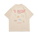 Men's T-shirt Cartoon Printed Short-Sleeved T-shirt Men's Summer Casual Hip Hop Loose round Neck Couple Half Sleeve