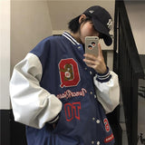 Varsity Baseball Jacket for Women Loose Thick Baseball Uniform Jacket Casual Fashionable Top