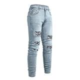 J Shaped Jeans Men's Jeans New Skinny Ripped Leg Opening Zipper