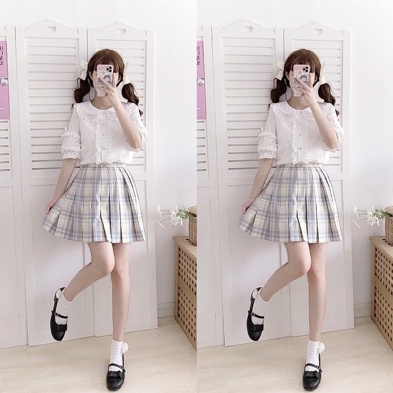 Gothic Lolita Harajuku Style Clothing Small Ice Cream Shirt Summer Short Sleeve Puff Sleeve Top Women