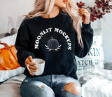 Halloween Costumes Moonlit Mockups Pumpkin Printed Crew Neck Sweatshirt Female in Stock