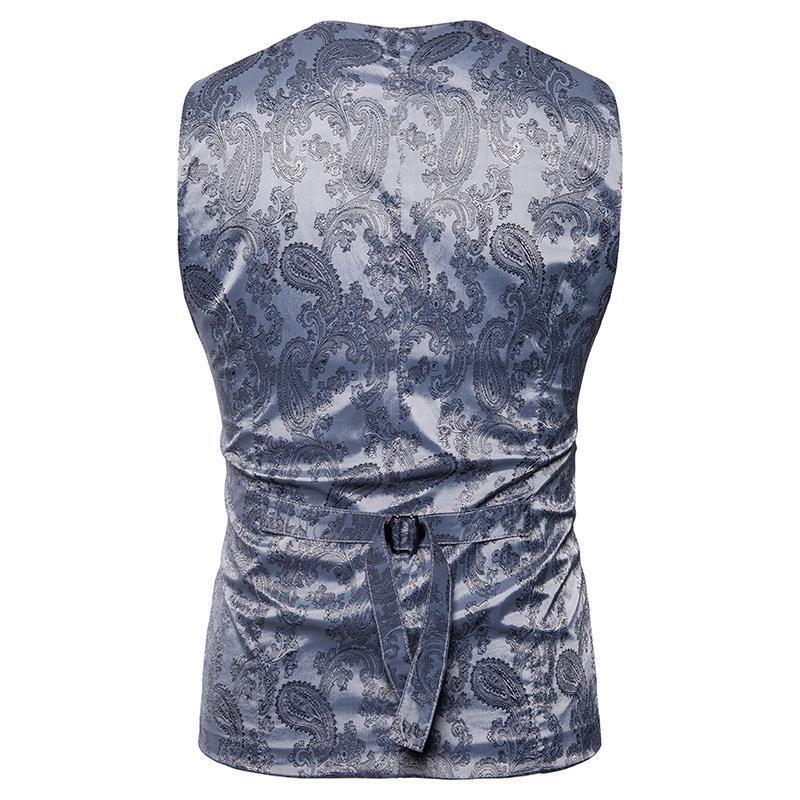 Tuxedo Vests Men Suit Vest Formal Wear Printing Coat Vest Gentleman Men's Vest Casual