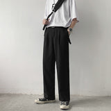 Men Suit Pants Men's Summer Thin Loose Straight Solid Color Casual Pants