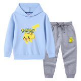 Children Pokemon Pikachu Hoodie & Pant Set Hooded Sweater Trousers Two-Piece Baby Cotton Sweater Set