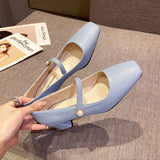Nude Chunky Heel Mary Jane Shoes