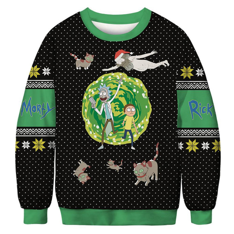 Black Christmas Sweater Christmas round Neck Spring and Autumn Warm Hoodie Casual