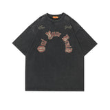 Man Tees Retro Alphabet Wash Short Sleeve T-shirt