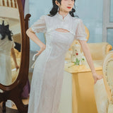 Women cottagecore Dress Vintage White Lace Dress Formal Dress Summer