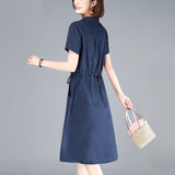 Work Dresses for Teachers Dress Women's Summer Fitted Waist Figure Flattering Shirt Skirt