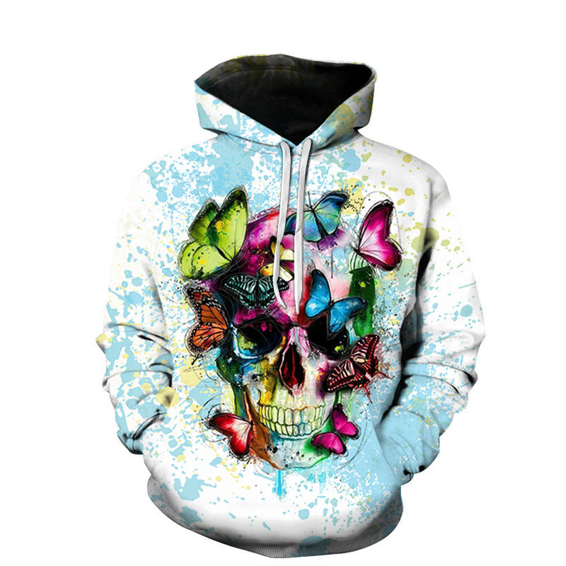 Skull Hoodie 3D Digital Printing Sweater Skull Loose Sports Hoodie Baseball Uniform