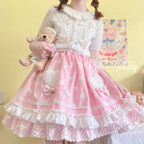 Gothic Lolita Harajuku Style Clothing Short Bow French Girl White Short Sleeve Knitted Tup Cardigan