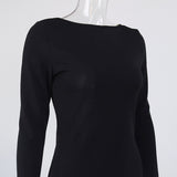 Women Summer Dresses  Midi Dress  Sexy Backless Long-Sleeve Zipper Mid-Length Dress For Spring, Summer, Autumn Winter