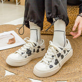 Cow Print Hey Dude Shoes Big Head Canvas Shoes for Women Platform White Shoes