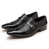 Indo Western Shoes Business Leather Shoes Buckle Square Toe Slip-on Leather Shoes Men