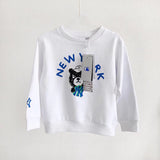 Yankees Spring and Autumn Casual Bottoming Shirt Small Bear Printed Cartoon Letter Sweater