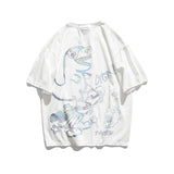 Men's T-shirt Summer Loose Hip Hop Graffiti Dinosaur Short-Sleeved T-shirt Men's Casual All-Match Short T round Neck