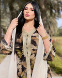 Muslim Women Stylish Kashibo Abaya Muslim Ladies Long Gown Islamic Clothing Jilbab Jalabiya Printed Plus Size Dress