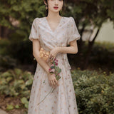Women Cottagecore Dress Floral Small Skirt Vintage Dress Summer