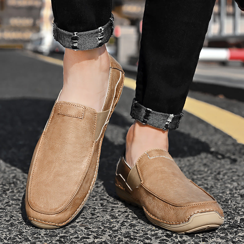 Loafers for Men Spring Men's Peas Shoes Men's Two-Layer Cattlehide Cover