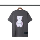We11done T Shirt Double-Sided Bear Letter Printing Men's and Women's round Neck Short Sleeve Cotton