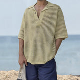 Polo Shirts Fashion Loose Knitted Sweater Summer Menswear