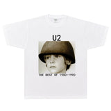 Rock Star T Shirt the Best of 1980-1990 T-shirt U2 Band Rock Loose Retro Cotton Short Sleeve