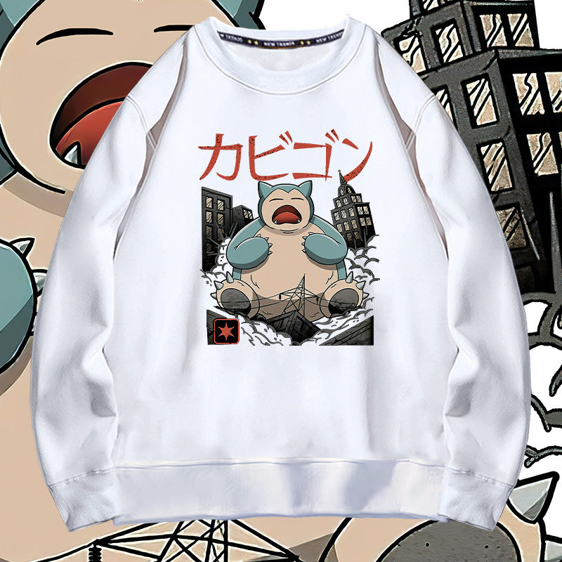 Men and Women Pokemon Pikachu Hoodie Pokémon Snorlax Crew Neck Pullover Sweatshirt