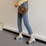 Nude Pumps Block Heel Mary Jane Shoes Chunky Heel Shoes