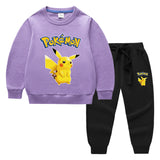 Children Pokemon Pikachu Hoodie & Pant Set Two-Piece Baby Cotton Sweater Set