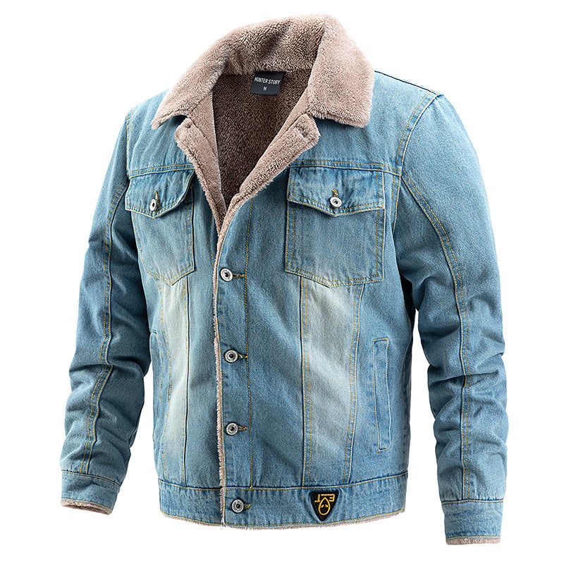 John Dutton Jacket Men's Denim Jacket Velvet Padded Thickened Coat