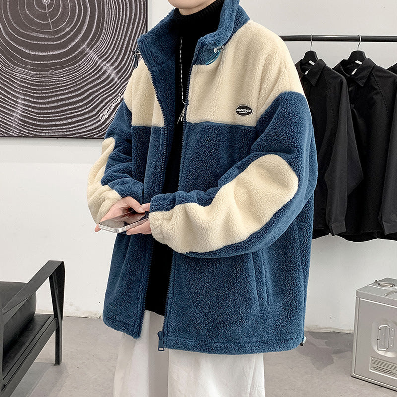 Men's Autumn Winter Coat Fleece-Lined Thickened Cotton-Padded Coat