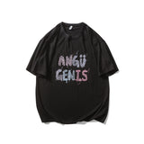 Men's T-shirt Summer Colorful Letters Embroidered Short-Sleeved T-shirt Men's and Women's Trendy Loose Cotton Half-Length Sleeves