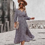 Work Dresses for Girls Autumn and Winter Dress Wrapped Chest Large Swing Skirt Casual Vacation Style