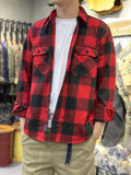 Mens Flannel Jacket Autumn and Winter Thickening Vintage Thick Brushed Washed Overalls Plaid Shirt Coat