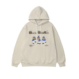 Man Fall Winter Outfis Winter Cartoon Baseball Bear Printed Thickening Hooded Loose Top