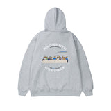 Man Fall Winter Outfis Winter Alphabet Cartoon Print Thickened Hooded Sweatshirt Loose Pullover