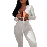 Summer Tight Sexy Cropped Lace-up Solid Color Jumpsuit for Women