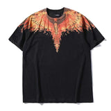 Marcelo Burlon T Shirt Fashion Brand Flame Wings Feather Short Sleeve T-shirt Men and Women Hip Hop Loose High Street Half Sleeve