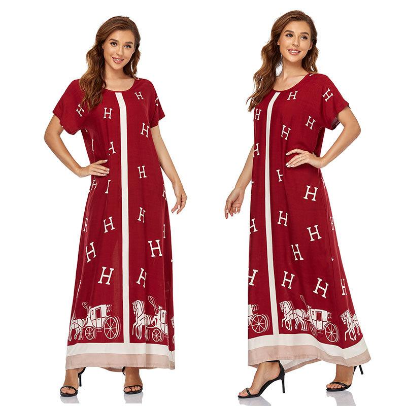 Muslim Women Stylish Kashibo Abaya Muslim Ladies Long Gown Islamic Clothing Jilbab Jalabiya Short Sleeve Maxi Dress Plus Size Loose Big Hem Robe