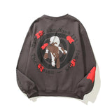 Kanye Hoodie Graffiti Round Neck Sweater Loose Fleece Padded Coat