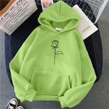 Black Rose Hoodie Autumn and Winter Fleece Sweater Line Rose Coat Hoodie