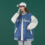 Dodgers Letter Man Jacket Outfit Senior Jackets Varsity Baseball College Coat Men's Sports Casual Embroidery Contrast Color Baseball Uniform