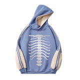 Skeleton Hoodie Autumn and Winter New Bone Skull Print Velvet Padded Hooded Sweatshirt
