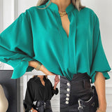 Women Bohemian Shirts Women's Clothing Autumn and Winter Solid Color Casual