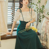 Women cottagecore Dress Summer Retro Elegant Outfit Dress