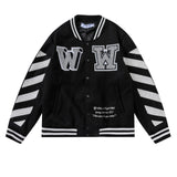 Off White Winter Coat Autumn and Winter Lettered Casual Baseball Uniform Men and Women
