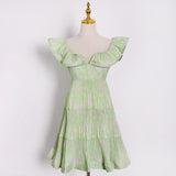 Homecoming Dresses Spring Fashion High Waist V-neck Flying Sleeves Ruffled Dress