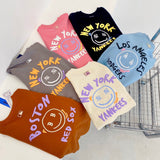 Yankees Autumn Printed Smiley Face NY Graffiti Casual Loose Couple Hoodie