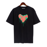 Palm Angels Letter Heart Printing Casual Loose Short Sleeved T-shirt Men and Women High Street Fashion Brand